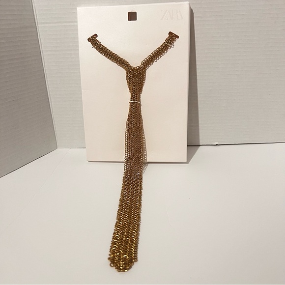 ZARA Metal Chain-Mail Tie Necklace - Picture 6 of 7